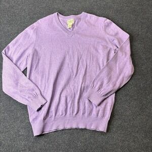 L.L. Bean Size Large Light Purple V Neck Knit Long Sleeve Pullover Sweater